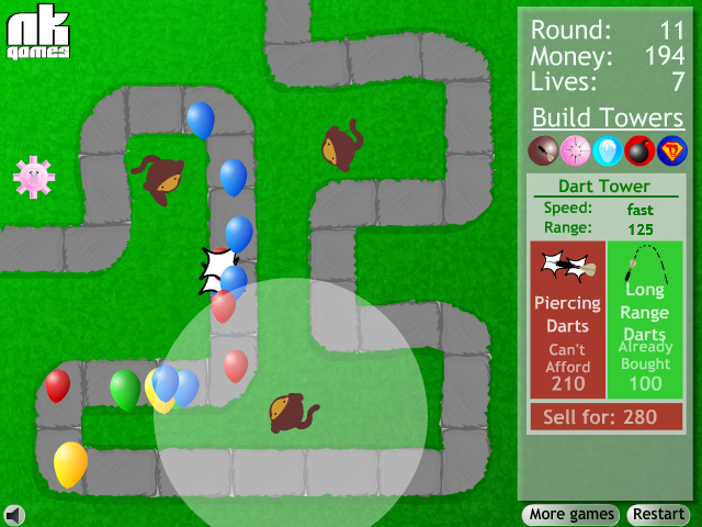 Bloons TD 1 Gameplay Screenshot